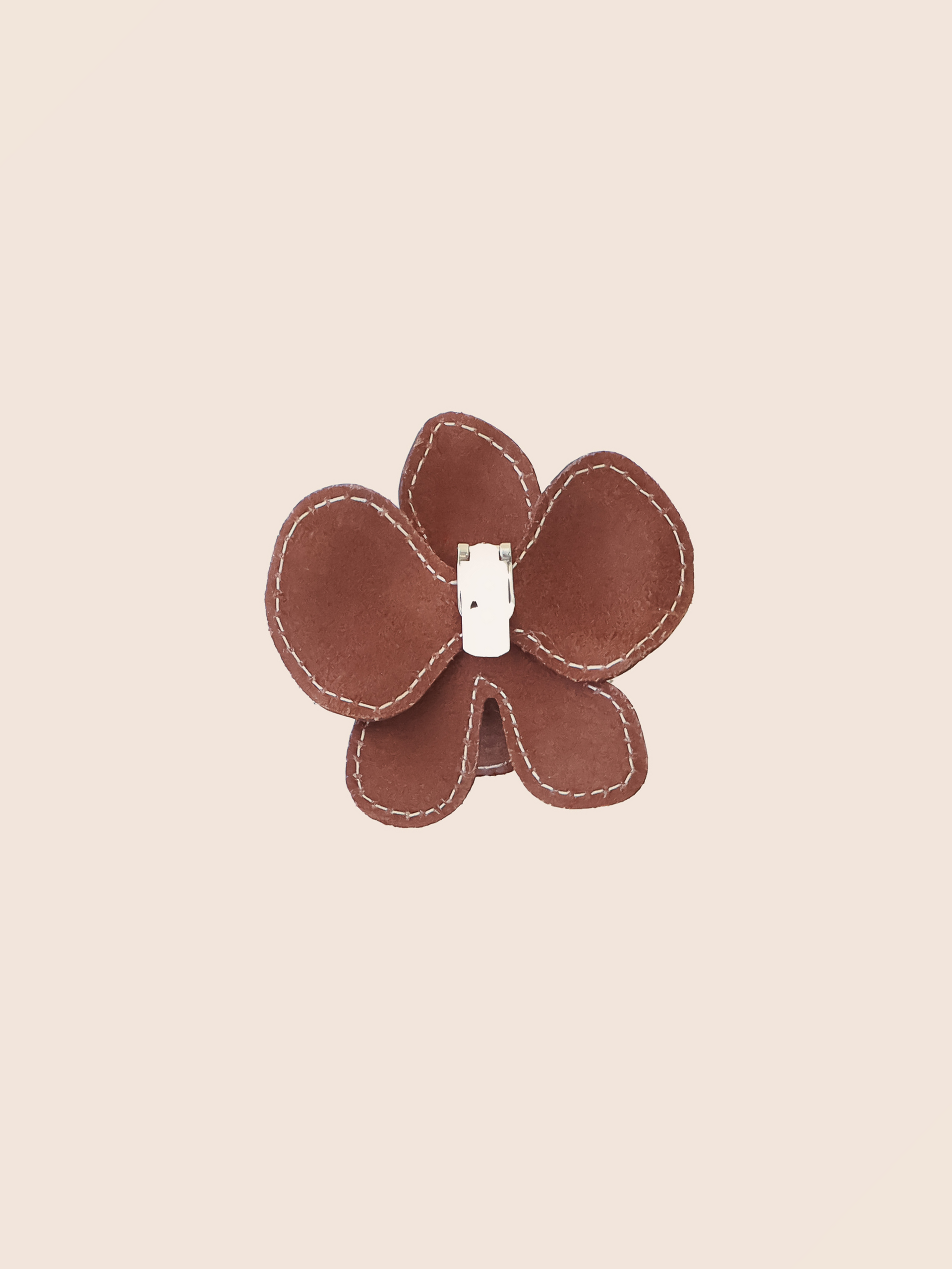 Stitch Flower Clip Brown