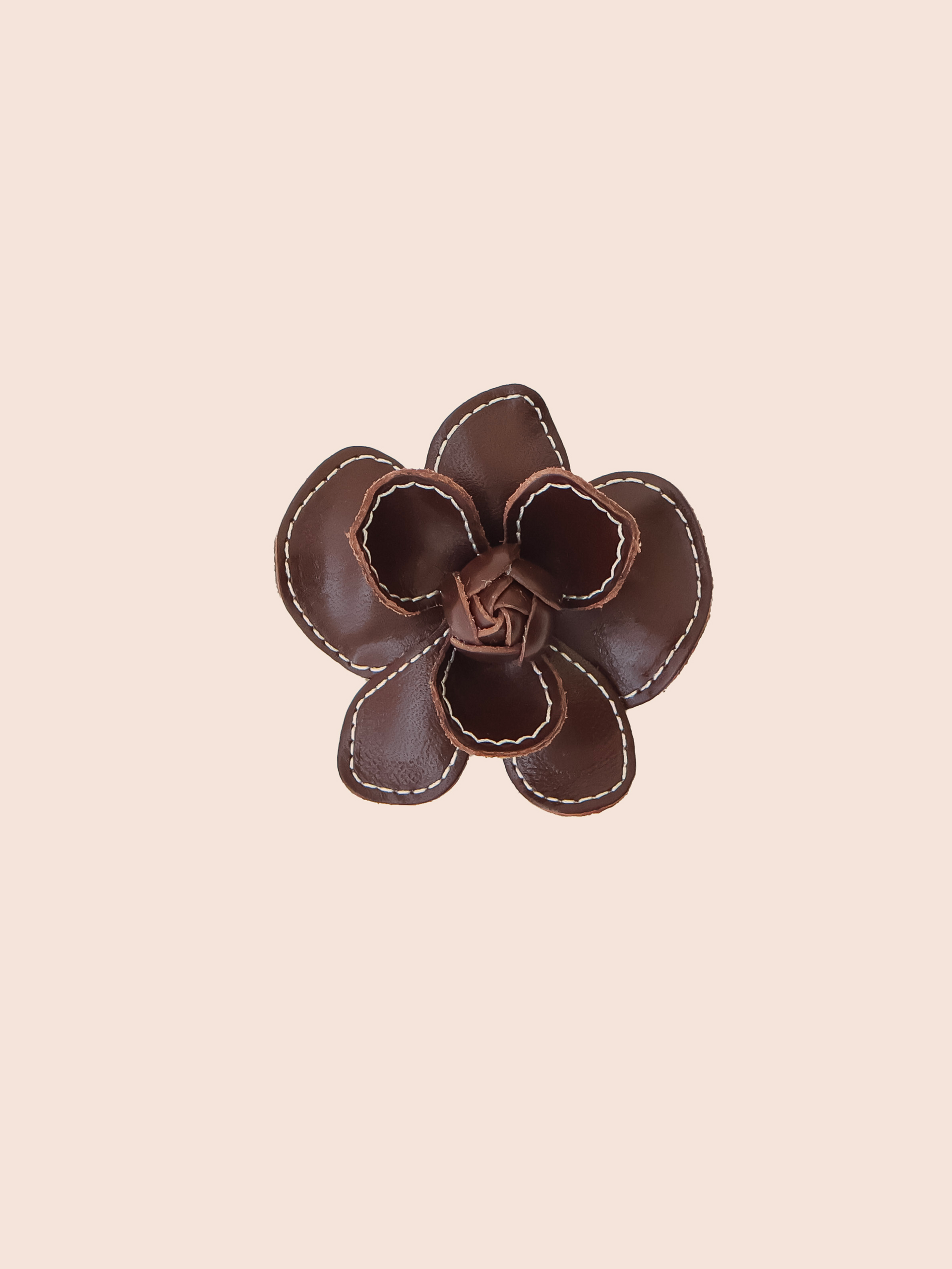 Stitch Flower Clip Brown